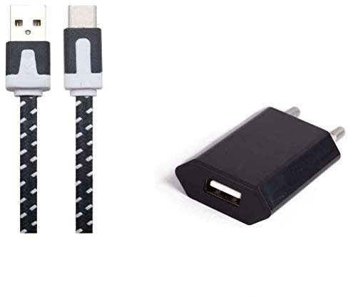 Pack Chargeur pour Huawei Mediapad M6 Smartphone Type C (Cable Noodle 1m Chargeur + Prise Secteur USB) Murale Android (Noir)