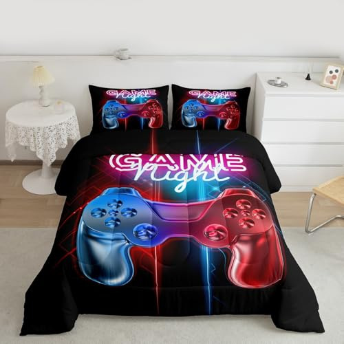 Ragazzi Gaming PiuminoTeens Gamer Piumino Moderno Blu Rosso Videogioco Controller Comforter Per Bambini Youth Camera da letto Decor Multi-Colore Gamer Console Azione Pulsanti Piumino 135x200cm