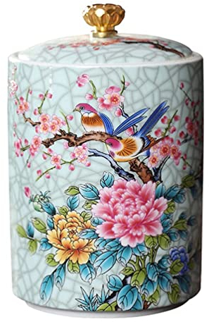 Ceramic Tea Jar Vintage Chinese Style Storage Jars Porcelain Tea Tin Storage Canister Storage Can with Sealed Lids for Spice Coffee Condiment 550ml