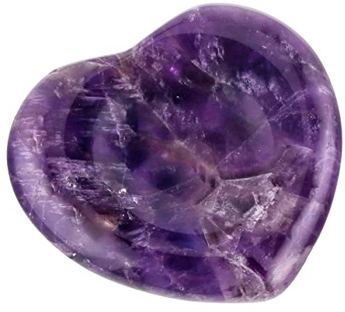 KYEYGWO Herz Reiki Heilstein Kristall Handschmeichler, Amethyst | Dekompression innere Ruhe Sorgen Stein, Taschen Daumenstein für Meditation, Massagesteine für Stress Abbauen
