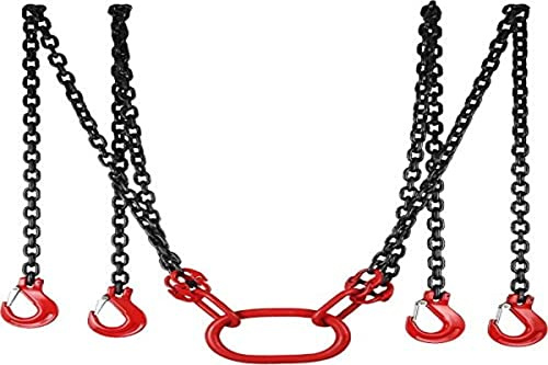 MOH Catene di Sollevamento a 4 Gambe, 5T 3m Imbracatura per Catena di Sollevamento in Acciaio Legato da Carico Utile 11023 LBS con Gancio a Forcella