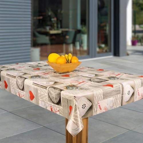 laro Wachstuch-Tischdecke Abwaschbar Garten-Tischdecke Wachstischdecke PVC Plastik-Tischdecken Eckig Meterware Wasserabweisend Abwischbar, Muster:Kiss-Herz. grau, Größe:80x80