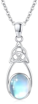 OHAYOO Mondstein Kette Silber 925 Wassertropfen Anhänger Halskette Keltischer Knoten Kette Mondstein Anhänger Keltischer Schmuck Geschenke für Damen Mädchen