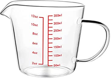 HAODA Bricco per Latte Brocca di Schiuma di Latte di Vetro borosilicato Alto con caffettiera in Scala Pitcher a Vapore brocca Fredda/Resistente al Calore labbino Semplice (Dimensione : 350ml)
