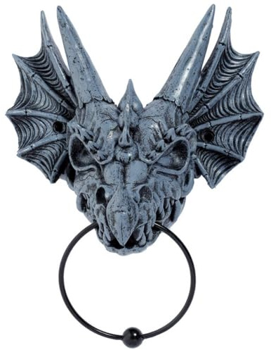 Puckator DRG537 Shadows of Darkness Grey Stone Effect Dragon Skull Door Knocker