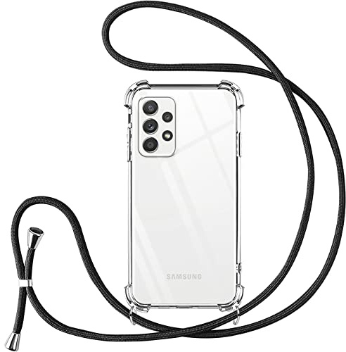 Vauki handyband für Samsung Galaxy A52s 5G/A52 4G/5G hülle mit Band Handyhülle Silikon Transparent zum Umhängen Stoßfest mit Kordel Necklace Schnur TPU Bumper Case für Samsung A52s 5G