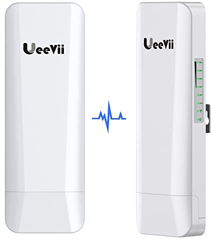 Wireless Bridge,Point to Point 5.8G Outdoor Bridge with 14dBi Directional Antenna 3KM Long Range Working Distance 24V PoE Adapter 2 RJ45 Port for Extended Internet to Next Building,2-Pack