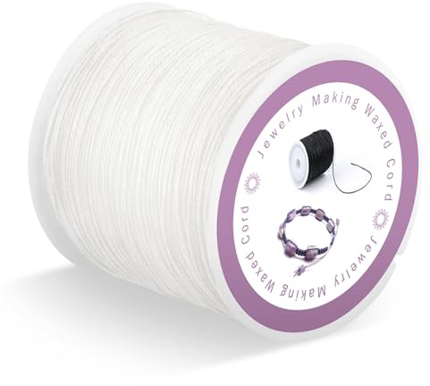 116 Yards 0,5 mm di corda cerata per la creazione di gioielli, corda per bracciali, filo di perline, filo cerato per bracciali, collane, gioielli (bianco)