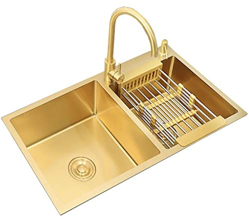 Éviers de Cuisine Poste De Travail pour Évier De Cuisine Évier De Cuisine À Montage sur Le Dessus en Acier Inoxydable Évier De Poste De Travail Cuisine Profond À Deux Cuves Lavabo avec Siphon