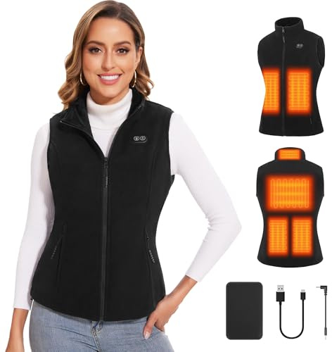 Vofuoti Women's Heated Vest Jacket, Power Bank Included, 3 Heat Settings,XL