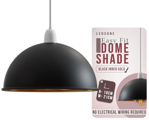 LEDSONE Modern Dome Pendant Lamp Shade – 21cm Industrial Metal Ceiling Light Shade Easy Fit for Kitchen, Bedroom, Living Room, Dining Room, Hallway, Restaurant and Café