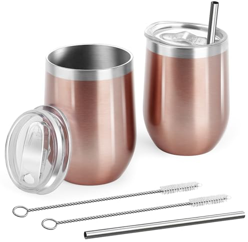 2pcs Taza Termica 350mL, Vaso de Pared Doble de Acero Inoxidable Reutilizable, Antigoteo, Termo Para Llevar Para Café Frío y Caliente, Leche y Té