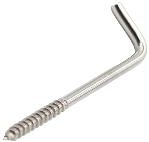 OPIOL QUALITY® Schraubhaken mit Holzgewinde 4,4x80mm (2 Stück) Hakenschraube gerade aus Edelstahl A2 Haken-Schraube L-Haken