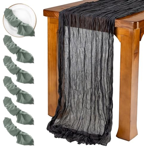 BDSHUNBF 7 Stück Käsetuch Tischläufer Stoffservietten, Seihtuch-Tischläufer 90x400 cm, Tischläufer Musselin Stoff Käsetuch Tischläufer Hochzeit, Küche Tisch Dekoration Drinnen Urlaub Hochzeit Party