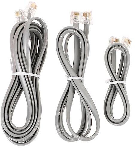 HEMOTON 3pezzi Cavo Telefonico Connettore Telefono Grigio Resistente Prolunghe Per Telefono Fisso Fax Modem