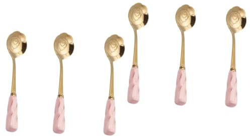 Ciieeo 6 Stk ice cream scoop kaffelöffel kaffeemesslöffel Cafe Löffel Restaurant Löffel Kaffee-Mixstab Mokka-Espressolöffel Kaffeelöffel zum Mischen Rührlöffel vergoldet Keramikgriff