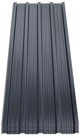 Mondeer 14er-Set Metall Trapezblech, Wellblechplatten für Dach, Dachbleche Trapezblech, Verzinkter Stahl für den Bau von Garagen, Gewächshä usern, Zwingern, 7m², 110 * 46cm, Dunkelgrau