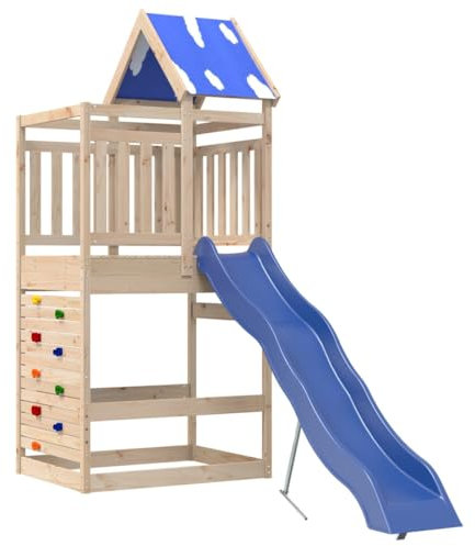 vidaXL Parc extérieur en bois de pin massif, balançoire de jardin, maison de jeu avec toboggan, aire de jeux pour enfants en bois