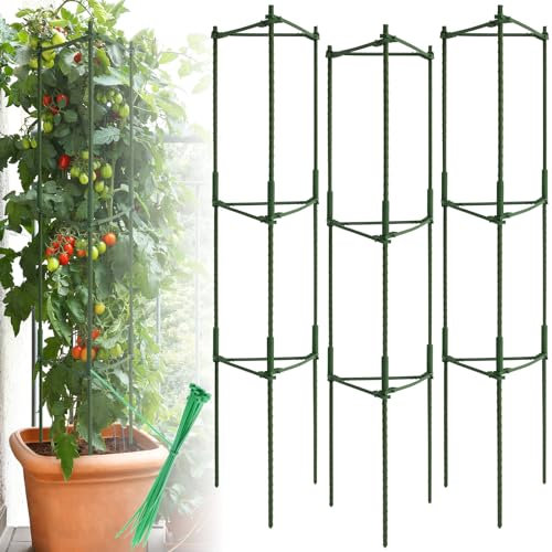 Gatphy 3Pcs Garden Tomato Cages, Adjustable Tomato Plants Support Climbing Supports for Garden Stake Frame Trellis Plant Support for Vertical Climbing Vegetables Flower (Plants Cages)