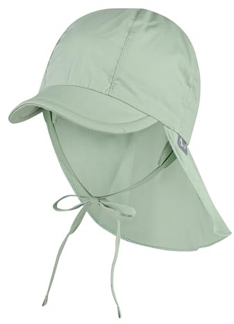 Sterntaler Schirmmütze Nacken - Unisex Baby- und Kinder Mütze mit Nackenschutz und einsteckbaren Ohrenklappen - UV-Schutz 50+ Sommermütze zum Binden - Popeline (Bio) Kopfbedeckung