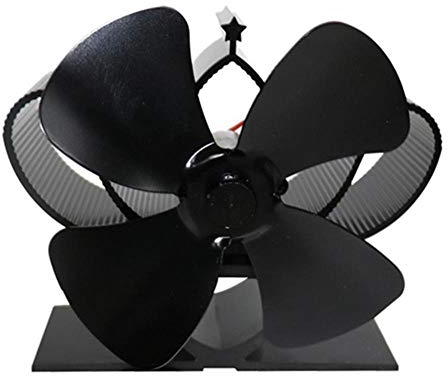 HPTHLY Chimenea Negra de 4 aspas térmicas, Estufa de pellets con Ventilador, Horno, Quemador de Madera, Ventilador ecológico, Herramientas para Accesorios Decorativos, Portal