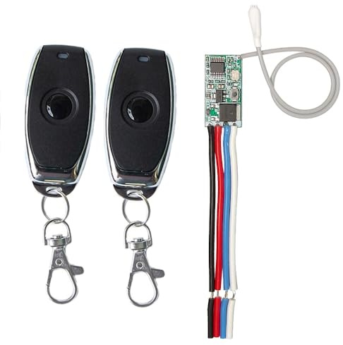 QIACHIP DC 3.6V 5V 9V 12V 24V 433MHz Módulo Inalámbrico Receptor Controlador con 2 Transmisores, 2A Mini Relé Interruptor Remoto para Lámparas, Decoraciones de Navidad