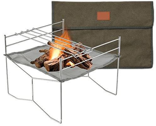 Holzkohlegrill, faltbare Campinggrills aus Edelstahl, Grill aus Edelstahl, Barbeque Grill, zusammenklappbarer Lagerfeuergrill für Picknicks, Rucksackreisen, Outdoor