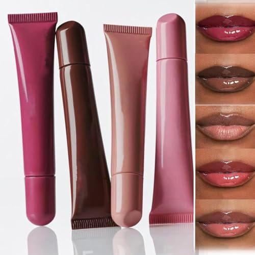 Riroenst 4 Colors Moisturizing Lip Tint, Hydrating Tinted Lip Oil, Nourishing Lip Care, Long Lasting Hydrating Lip Gloss Makeup