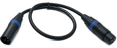SYSTEM-S Cavo audio XLR 50 cm 3 pin maschio a femmina adattatore in nero