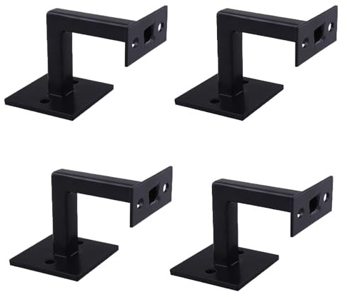 4 soportes de pasamanos antiguos negros, soportes de riel de barandilla, soporte tradicional de hierro fundido para barandilla de escalera