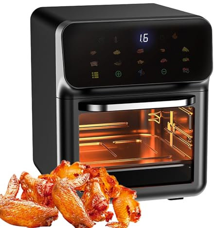 Friggitrice ad Aria Multifunzione con Luce di Cottura Integrata, Friggitrice ad Aria Combo da 20 Litri con Timer di Controllo della Temperatura, Display LCD, Forno a Convezione da 1350 W per Griglia