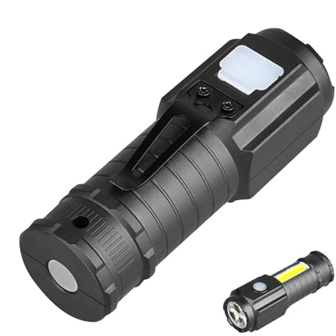 Linternas pequeñas potentes, linterna recargable de alto lúmenes, linterna alimentada por pilas, linterna de mano con clip LED, linterna compacta magnética, luz de flash recargable para camping,