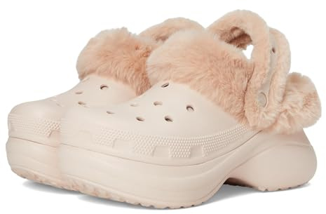 Crocs Zoccoli da donna foderati Bae, pantofole con plateau fuzzy, al quarzo., 36-37 EU
