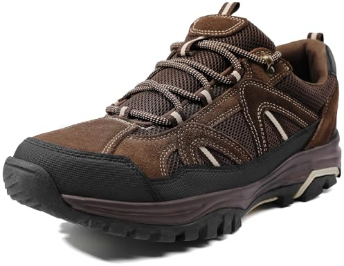 MIXIN Mens Hiking Shoes Lightweight Breathable Anti-Slip Low Top Sneakers for Walking Trekking Outdoor Shoes Brown Szie 10