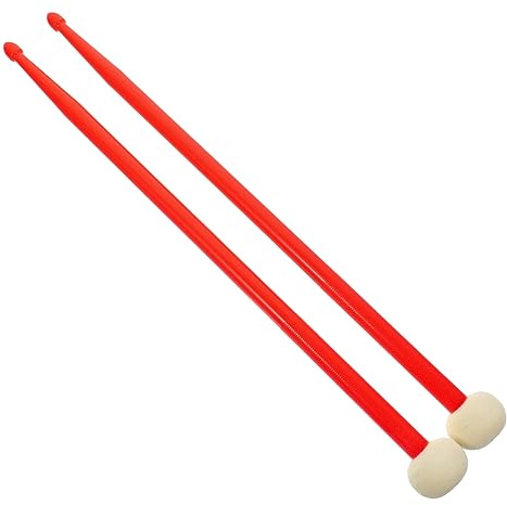 JOINPAYA Baquetas de Doble Punta de Nylon y Fieltro para Batería, Par Práctico Superficie Lisa en Color Rojo para Uso Profesional y Rendimiento
