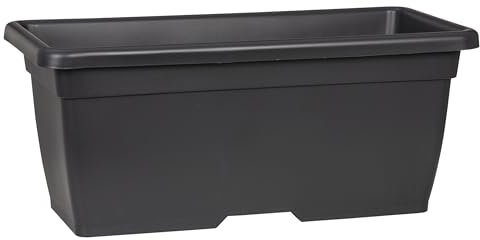 Scheurich Nora Long 80 - Pot de Fleurs rectangulaire en Plastique - Gris métallisé - 80 cm de Large - 40 cm de Profondeur - 34 cm de Haut - 96,6 l - Volume :