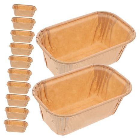 EXHUMKY Moules à Pâtisserie Rectangulaires 50 Pcs, Caissettes en Papier Kraft Beige, Matériau Résistant Haute Température, pour Cupcakes et Muffins, Accessoires de Cuisson pour Fêtes