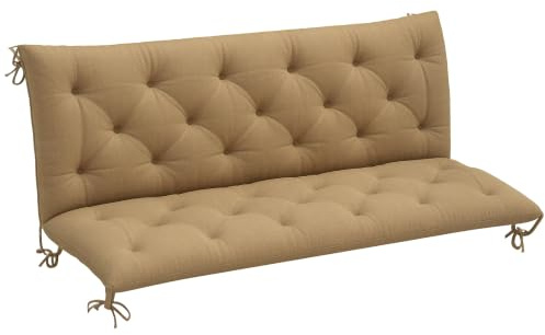 Outsunny 3 Seater Bench Pad Garden Swing Chair Cushion 98x150cm Khaki | with Back and Ties, Tufted Style, Garden Furniture Window Seat Cushion, for Indoor and Outdoor Use