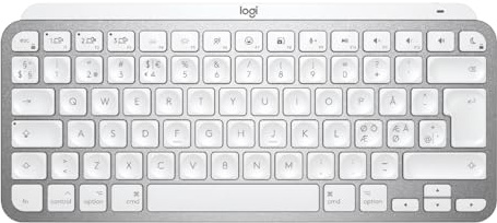 Logitech MX Keys Mini for Mac - Tastatur mit Hintergrundbeleuchtung, Bluetooth Tastatur, für MacBook Pro, MacBook Air, iMac, iPad - Skandinavisch QWERTY-Layout - Pale Gray【Bulk - ohne Verpackung】
