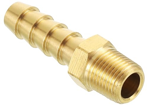 Kozelo Pack of 1 Brass Hose Barb Fittings Adapter Connector 8mm Hose Barb to 1/8 NPT Male Fittings for Home Machines, Massage Bathtubs, and Irrigation Systems