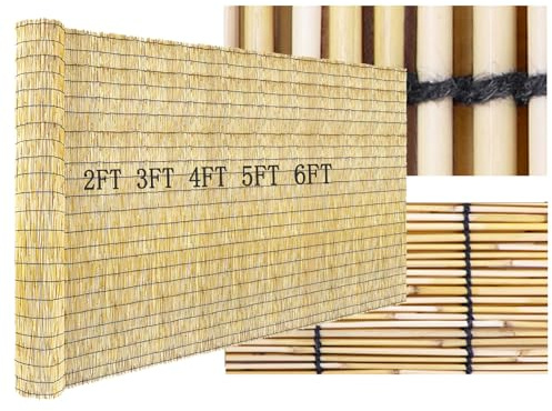Natural Fencing Rolls, Privacy Fence, Bamboo Reedfencing, Garden Fence, Decorative Fence for Outdoor Privacy Screening, Sun Blocking, Decorative Divider(4.3x15ft(131x458cm))