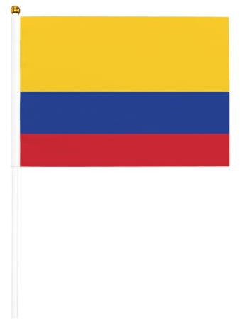 Lot de 10 drapeaux imprimés à main Drapeau de la Colombie 14 x 20,8 cm