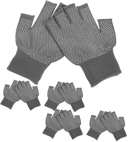 Tofficu 5pairs Fingerless Safety Gloves Non-slip Work Gloves for Women Men Warm Winter Grip for Driving Cold Weather