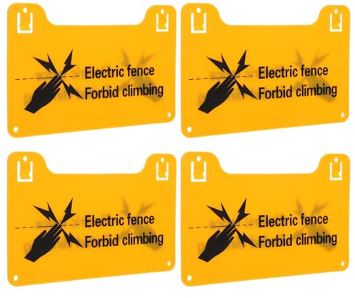 LAPYAPPE 4Pièces Panneaux Avertissement Électrique Lot de Étiquettes de Clôture Haute Tension Signalisation Escalade Plastique pour Sécuriser Murs et
