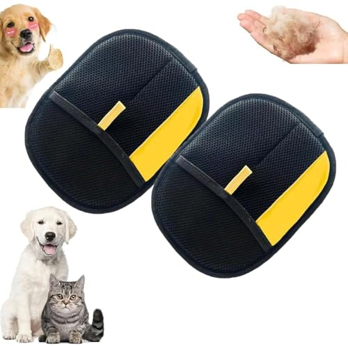 Generisch Wiederverwendbarer Haarentferner Handschuh für Hunde & Katzen – Fellpflege Handschuh für Sofa, Autositz & Teppich, Waschbare Tierhaarbürste gegen Hundekatzenhaare an Möbeln (2 Stück)