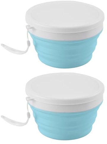 2 recipientes de silicona reutilizables de 950 ml para preparar comidas, ahorro de espacio, cuenco plegable de silicona para camping, oficina, apto para lavavajillas