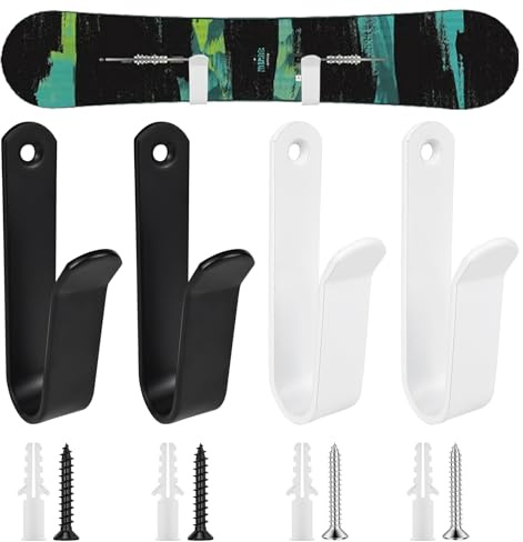 SHBAOCH 4 Stück Snowboard Wandhalterung, Horizontale Snowboard Halterung mit Befestigungsschrauben und Gummischutz für Skateboards Longboards Surfbretter