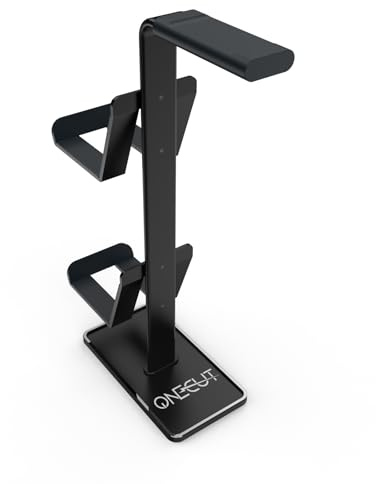 OneCut 3in1 Headphone Holder Game Controller, Gaming Headset Stand, Dual Headphone Holder with Base (Black)