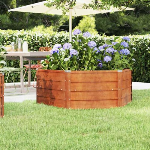 Hochbeet Rostig 129x129x45 cm, Cortenstahl Metall Pflanzgefäß, Sechseckiges Gartenbeet für Gemüse, Kräuter, Blumen, Langlebig