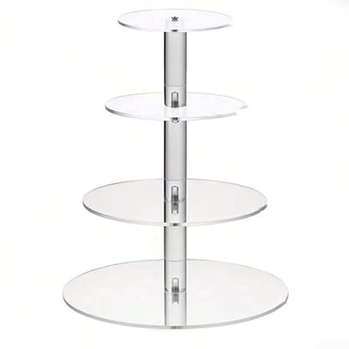 YobiLife Espositore per dessert in acrilico trasparente, torre per cupcake a più livelli con design rimovibile a 3 e 4 livelli, supporto trasparente per torte, dessert, pasticceria ed eventi (B)